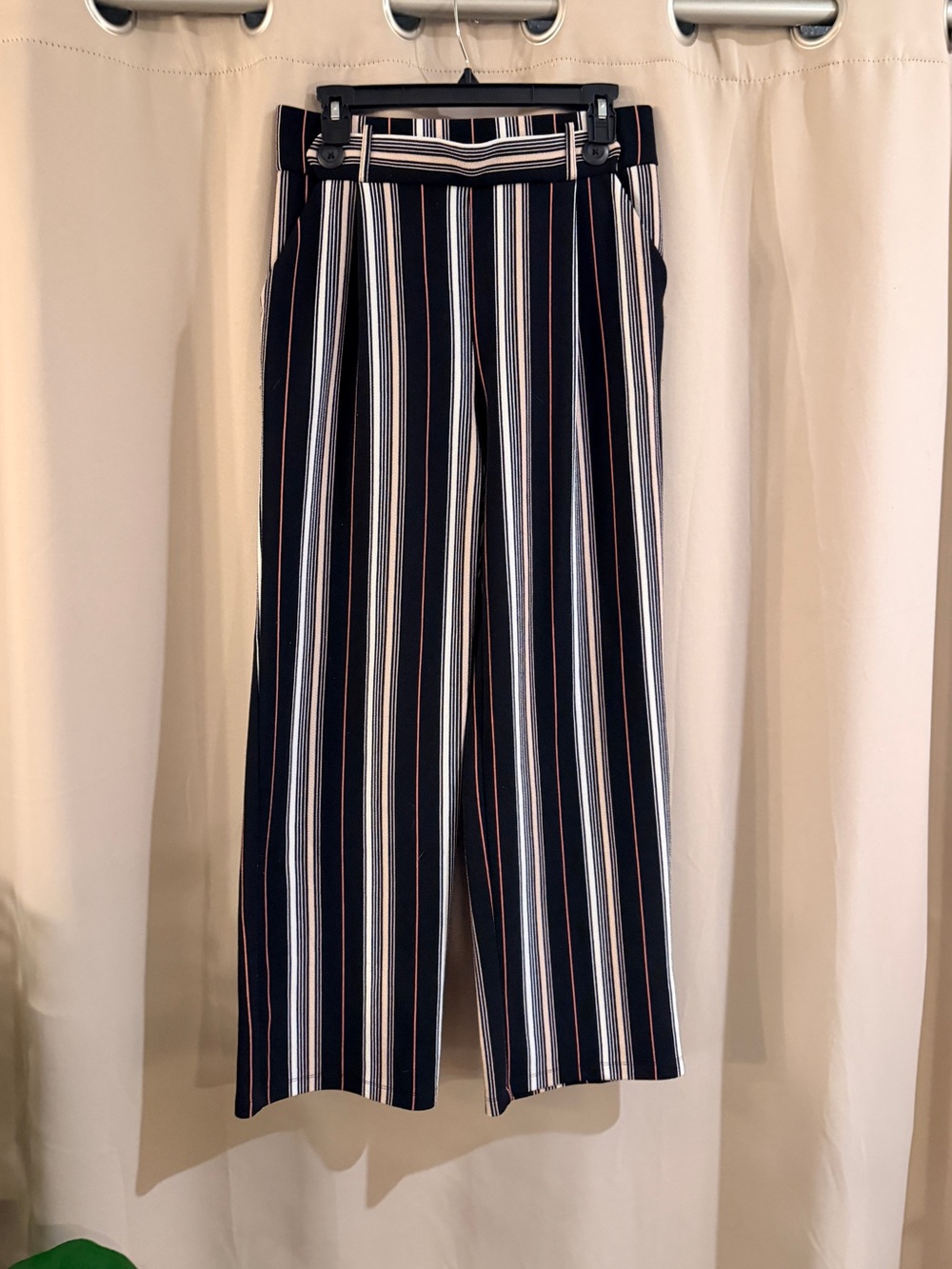 Cato Classic Black & WhiteStriped Wide-Leg Pants